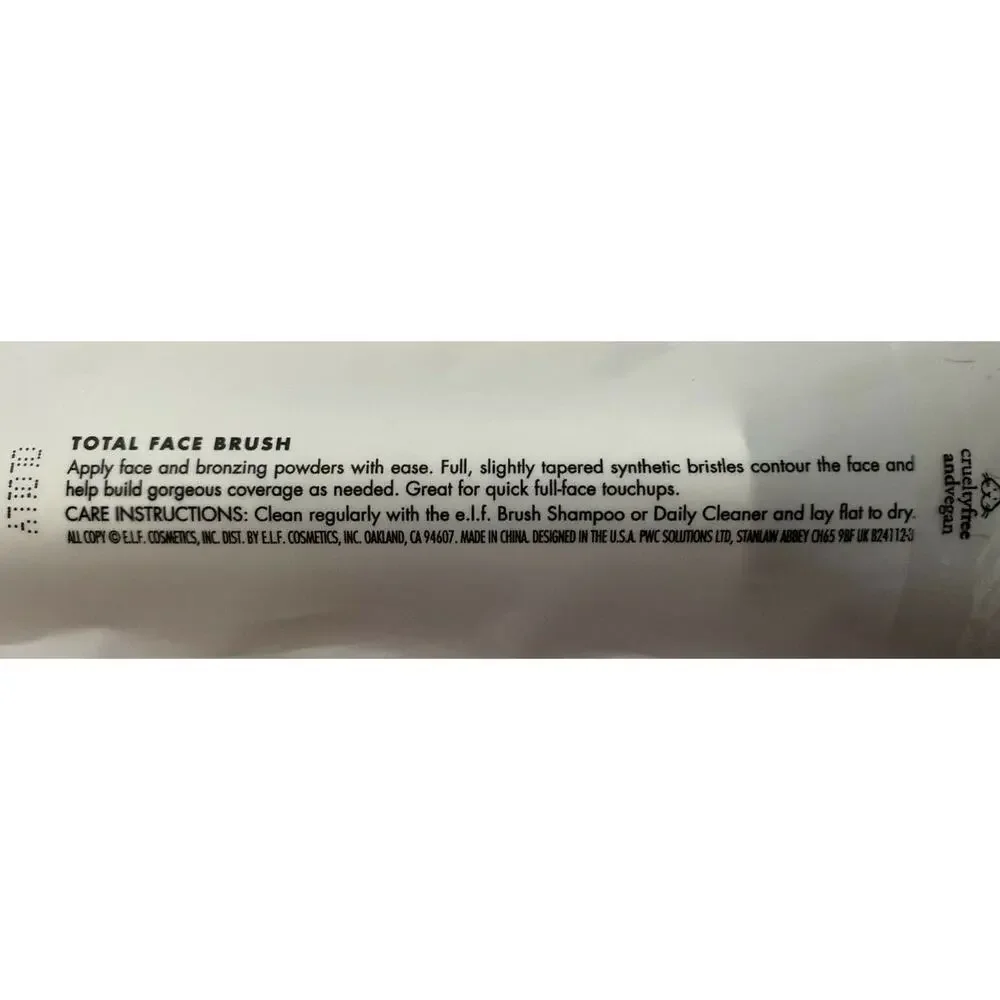 e.l.f. Total Face Brush Set of 2 Cruelty Free Vegan New in Box